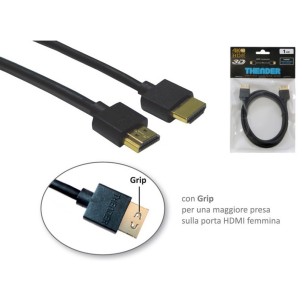 Thender 23-001SL 1m Cavo HDMI-HDMI HEAC UltraSlim High-Speed 1.2GHz 48Gbps