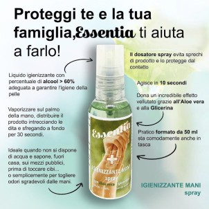 Essentia Igienizzante Mani Spray 50 ml Alcool  60% Aloe Vera Glicerina