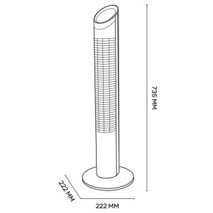 Argo Aspire Tower Silver Ventilatore a Torre Rotazione 80° Timer Telecomando