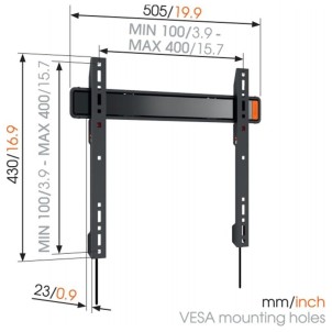 Vogel's Wall 3205 Nero Staffa Muro TV32"-55" Max50Kg Piatta Vesa 100/400 Prof.2,5cm