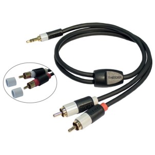 Thender 15-271 1m Cavo Audio 2RCA-Jack 3.5mm Stereo Contatti Placcati Oro