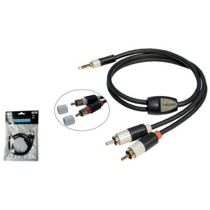 Thender 15-272 2m Cavo Audio 2RCA-Jack 3.5mm Stereo Contatti Placcati Oro