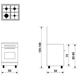 GlemGas A554MX6 Bianco Cucina L.53 x P.50 Forno Elettrico Multifunzioni Ventilato 6 funzioni