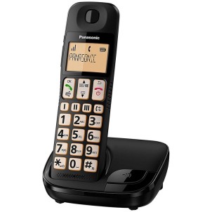 Panasonic KX-TGE110JTB Black Telefono Cordless di Facile Utilizzo 3 Tasti Memoria