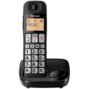 Panasonic KX-TGE110JTB Black Telefono Cordless di Facile Utilizzo 3 Tasti Memoria