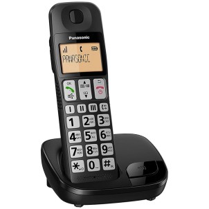 Panasonic KX-TGE110JTB Black Telefono Cordless di Facile Utilizzo 3 Tasti Memoria