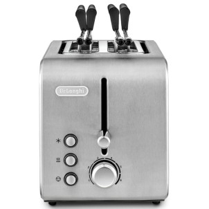 DeLonghi CTX2203 Steel Acciaio Spazzolato Tostapane 550W Funzioni Riscaldamento Scongelamento
