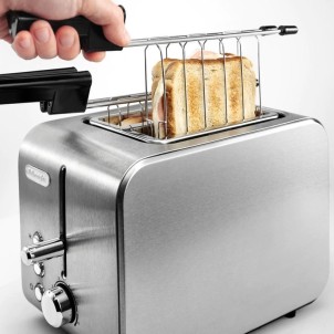 DeLonghi CTX2203 Steel Acciaio Spazzolato Tostapane 550W Funzioni Riscaldamento Scongelamento