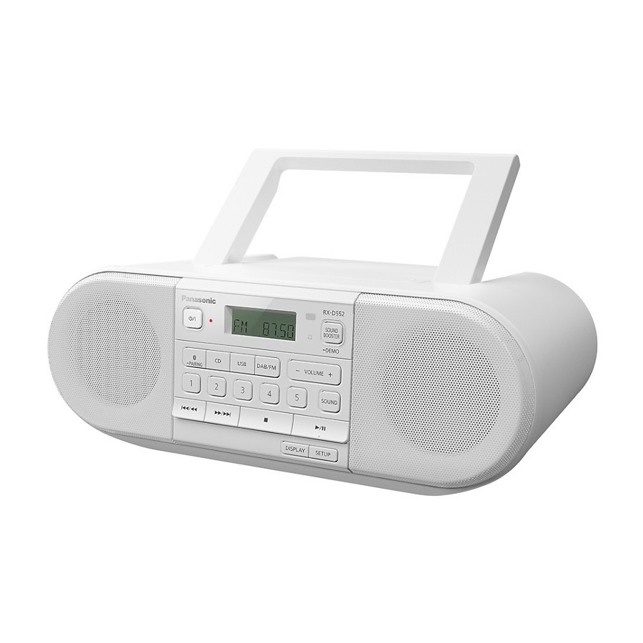 Panasonic RX-D552E-W White Hi-Fi Portatile CD USB Bluetooth Radio DAB+ FM  30 memorie