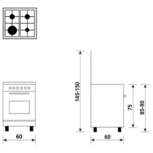 GlemGas A664 MI6 Inox Cucina L.60 x P.60 Forno Elettrico Multifunzioni Ventilato 6 funzioni