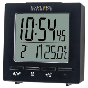 ExploreScientific RDC1005 Black Orologio Radiocontrollato Doppio Allarme Sveglia