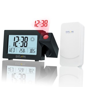 ExploreScientific RPW3008 Black Orologio Proiezione Meteo Temperatura 2 Sveglie Sensore Esterno