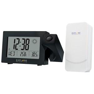 ExploreScientific RPW3008 Black Orologio Proiezione Meteo Temperatura 2 Sveglie Sensore Esterno