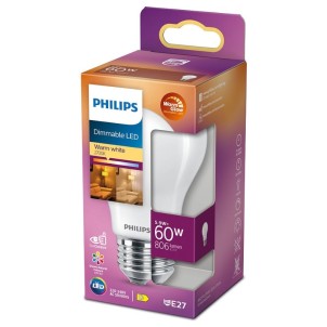 Philips LED Goccia Vetro E27 5,9W 230V 806lm 2700K Dimmerabile Equivalente 60W