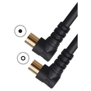 Thender 16-458FAR Nero 5m Cavo Antenna Terrestre Spinotti 90° Maschio Femmina Filtri Ferrite