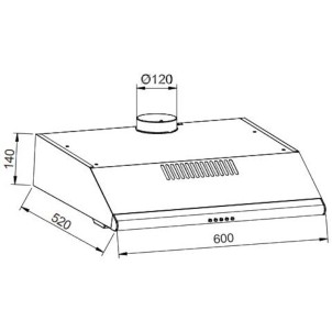 GlemGas GHC640IX Inox Cappa Sottopensile 60cm Aspirazione 345mc/h 2 Motori Filtri Metallici Carbone
