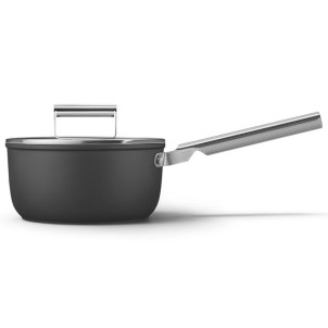 Smeg CKFS2011BLM Nero 50's Style Cookware Casseruola 1 Manico 20cm 2,8L Antiaderente Coperchio