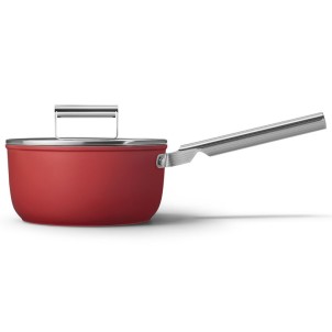 Smeg CKFS2011RDM Rosso 50's Style Cookware Casseruola 1 Manico 20cm 2,8L Antiaderente Coperchio