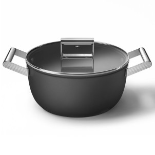 Smeg CKFC2411BLM Nero 50's Style Cookware Casseruola 24cm 4,6L Antiaderente Coperchio
