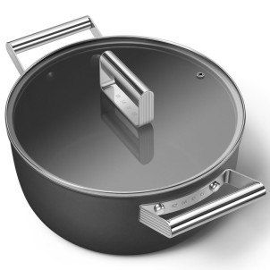 Smeg CKFC2411BLM Nero 50's Style Cookware Casseruola 24cm 4,6L Antiaderente Coperchio