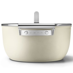 Smeg CKFC2411CRM Panna 50's Style Cookware Casseruola 24cm 4,6L Antiaderente Coperchio
