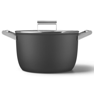 Smeg CKFC2611BLM Nero 50's Style Cookware Casseruola 26cm 7,7L Antiaderente Coperchio