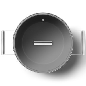 Smeg CKFC2611BLM Nero 50's Style Cookware Casseruola 26cm 7,7L Antiaderente Coperchio