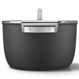 Smeg CKFC2611BLM Nero 50's Style Cookware Casseruola 26cm 7,7L Antiaderente Coperchio