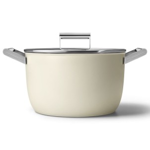 Smeg CKFC2611CRM Panna 50's Style Cookware Casseruola 26cm 7,7L Antiaderente Coperchio