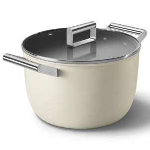 Smeg CKFC2611CRM Panna 50's Style Cookware Casseruola 26cm 7,7L Antiaderente Coperchio