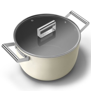 Smeg CKFC2611CRM Panna 50's Style Cookware Casseruola 26cm 7,7L Antiaderente Coperchio