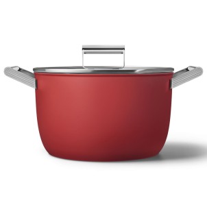 Smeg CKFC2611RDM Rosso 50's Style Cookware Casseruola 26cm 7,7L Antiaderente Coperchio