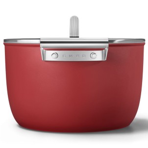Smeg CKFC2611RDM Rosso 50's Style Cookware Casseruola 26cm 7,7L Antiaderente Coperchio