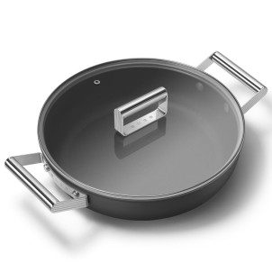 Smeg CKFD2811BLM Nero 50's Style Cookware Tegame 28cm 3,7L Antiaderente Coperchio