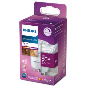 Philips LED Spot GU10 6.2W 230V 3000K 575Lm Equivalente 80W Dimmerabile