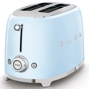 Smeg TSF01PBEU Azzurro Lucido 50's Style Tostapane 2x2 Fette:2 Scomparti:2 AutoEspulsione Cassettino