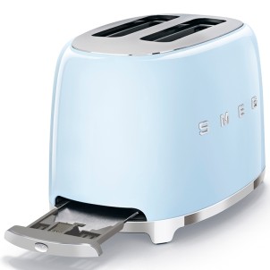 Smeg TSF01PBEU Azzurro Lucido 50's Style Tostapane 2x2 Fette:2 Scomparti:2 AutoEspulsione Cassettino
