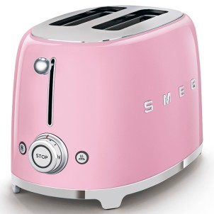 Smeg TSF01PKEU Rosa Lucido 50's Style Tostapane 2x2 Fette:2 Scomparti:2 AutoEspulsione Cassettino