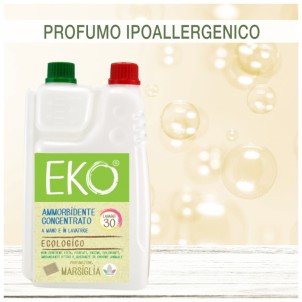 EKO Ammorbidente Ecologico Lavatrice Marsiglia 30 Lavaggi 600ml Liquido Concentrato