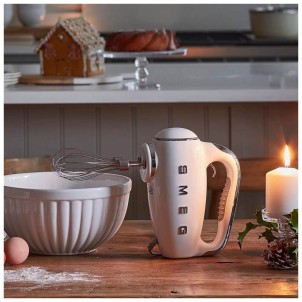 Smeg HMF01CREU Panna Lucido 50's Style Sbattitore 250W Frusta Filo Frusta Optimus Gancio Impastatore
