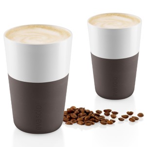 Eva Solo Bicchiere da Caffè Latte 2pz Chocolate 360ml Porcellana Guaina Silicone