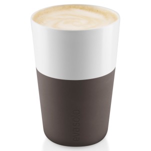 Eva Solo Bicchiere da Caffè Latte 2pz Chocolate 360ml Porcellana Guaina Silicone