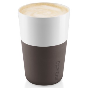 Eva Solo Bicchiere da Caffè Latte 2pz Chocolate 360ml Porcellana Guaina Silicone