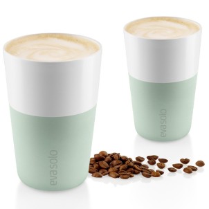 Eva Solo Bicchiere da Caffè Latte 2pz Sage 360ml Porcellana Guaina Silicone