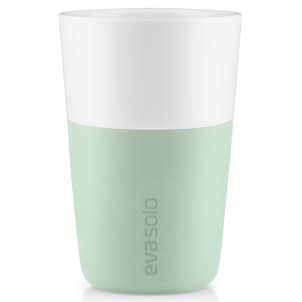 Eva Solo Bicchiere da Caffè Latte 2pz Sage 360ml Porcellana Guaina Silicone