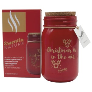 Essentia Candela Profumata in Giara Rosso Rubino 60 ore Cera di Soia 100% Vegetale