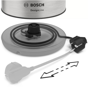 Bosch TWK3P420 Inox DesignLine Bollitore 1.7L 2400W Indicazione Tazza Filtro Calcare AutoOff