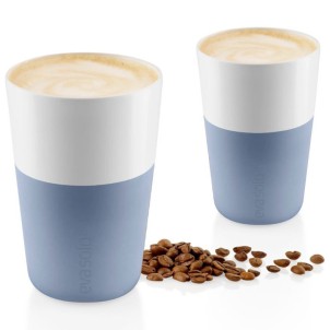 Eva Solo Bicchiere da Caffè Latte 2pz Blue Sky 360ml Porcellana Guaina Silicone