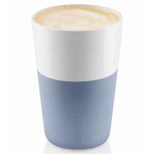 Eva Solo Bicchiere da Caffè Latte 2pz Blue Sky 360ml Porcellana Guaina Silicone