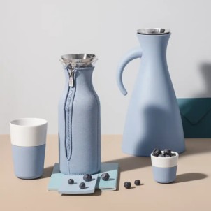 Eva Solo Bicchiere da Caffè Latte 2pz Blue Sky 360ml Porcellana Guaina Silicone